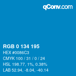 Color code: RGB 0 134 195 | qconv.com