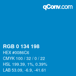 Color code: RGB 0 134 198 | qconv.com