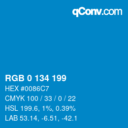 カラーコード: RGB 0 134 199 | qconv.com
