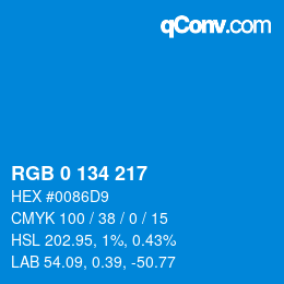 Color code: RGB 0 134 217 | qconv.com