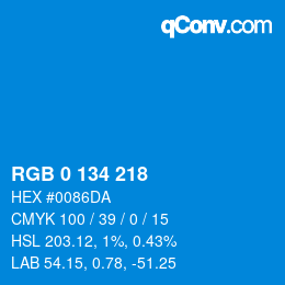 Color code: RGB 0 134 218 | qconv.com