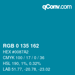 Color code: RGB 0 135 162 | qconv.com