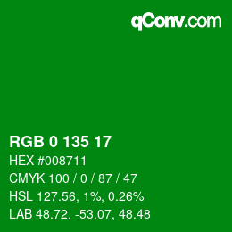Color code: RGB 0 135 17 | qconv.com