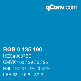 Color code: RGB 0 135 190 | qconv.com