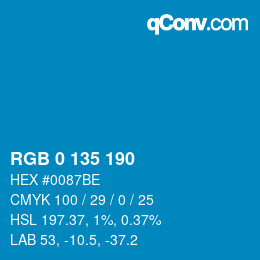 カラーコード: RGB 0 135 190 | qconv.com