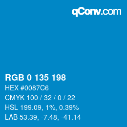 Color code: RGB 0 135 198 | qconv.com