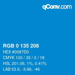 Color code: RGB 0 135 208 | qconv.com