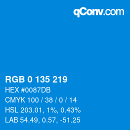 Color code: RGB 0 135 219 | qconv.com