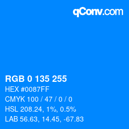 カラーコード: RGB 0 135 255 | qconv.com