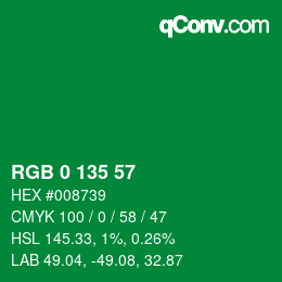 Color code: RGB 0 135 57 | qconv.com