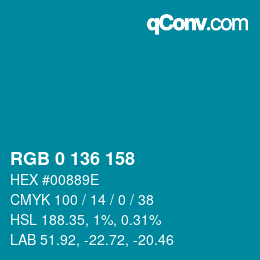 Color code: RGB 0 136 158 | qconv.com