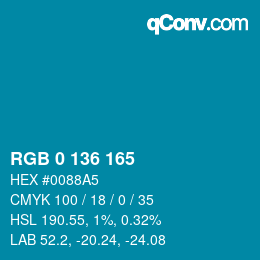Color code: RGB 0 136 165 | qconv.com