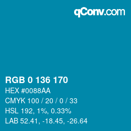 Color code: RGB 0 136 170 | qconv.com