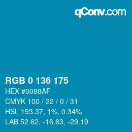 Farbcode: RGB 0 136 175 | qconv.com