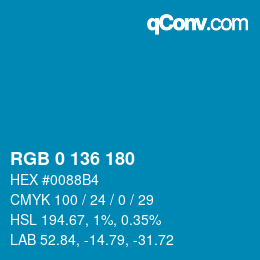 Color code: RGB 0 136 180 | qconv.com