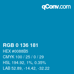 Color code: RGB 0 136 181 | qconv.com