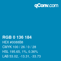 Color code: RGB 0 136 184 | qconv.com