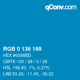 Color code: RGB 0 136 189 | qconv.com