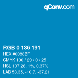 Color code: RGB 0 136 191 | qconv.com