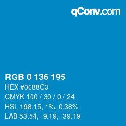 Color code: RGB 0 136 195 | qconv.com