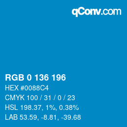Color code: RGB 0 136 196 | qconv.com