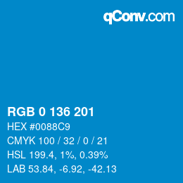 Color code: RGB 0 136 201 | qconv.com
