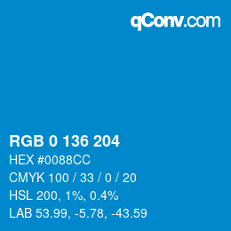 Color code: RGB 0 136 204 | qconv.com