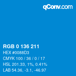 Color code: RGB 0 136 211 | qconv.com