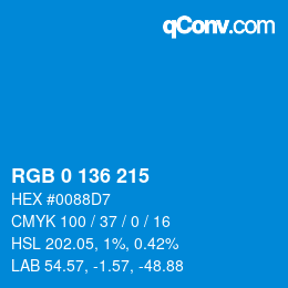 Color code: RGB 0 136 215 | qconv.com