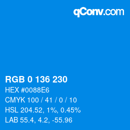 Código de color: RGB 0 136 230 | qconv.com