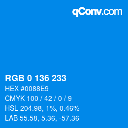 Color code: RGB 0 136 233 | qconv.com