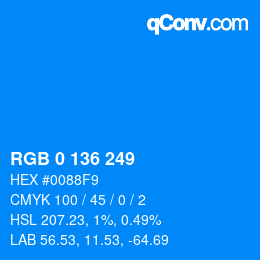 Color code: RGB 0 136 249 | qconv.com