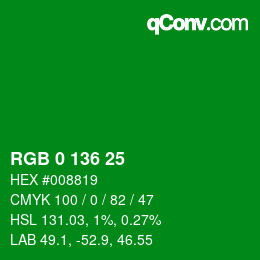 Color code: RGB 0 136 25 | qconv.com