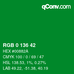 Color code: RGB 0 136 42 | qconv.com