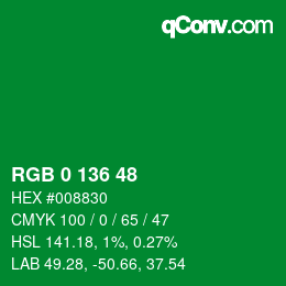 Color code: RGB 0 136 48 | qconv.com