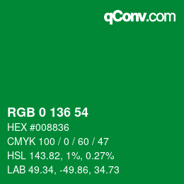 Color code: RGB 0 136 54 | qconv.com