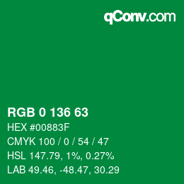 Color code: RGB 0 136 63 | qconv.com