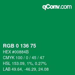 Color code: RGB 0 136 75 | qconv.com