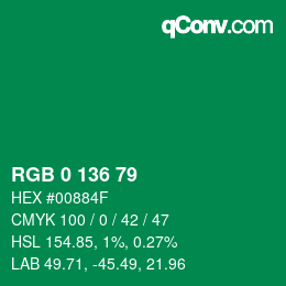 Color code: RGB 0 136 79 | qconv.com