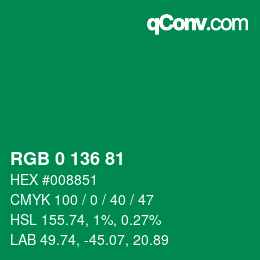 Color code: RGB 0 136 81 | qconv.com