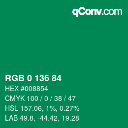 Color code: RGB 0 136 84 | qconv.com