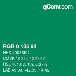 Color code: RGB 0 136 93 | qconv.com