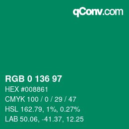 Color code: RGB 0 136 97 | qconv.com