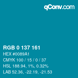 颜色代码: RGB 0 137 161 | qconv.com