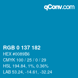 カラーコード: RGB 0 137 182 | qconv.com