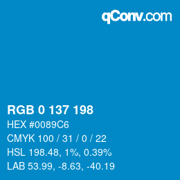 Color code: RGB 0 137 198 | qconv.com