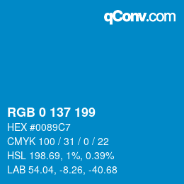 Color code: RGB 0 137 199 | qconv.com