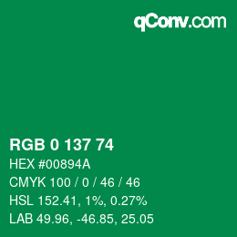 Farbcode: RGB 0 137 74 | qconv.com