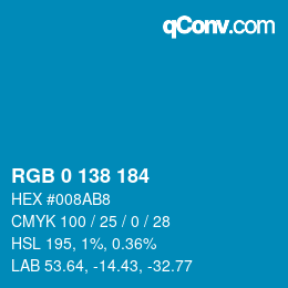 颜色代码: RGB 0 138 184 | qconv.com