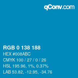 Color code: RGB 0 138 188 | qconv.com